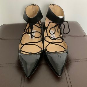 Jimmy Choo Black Patent Pointy-toe Flats.